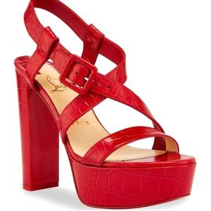 CHRISTIAN LOUBOUTIN Selima Alta Mock-Croc Sandal 6.